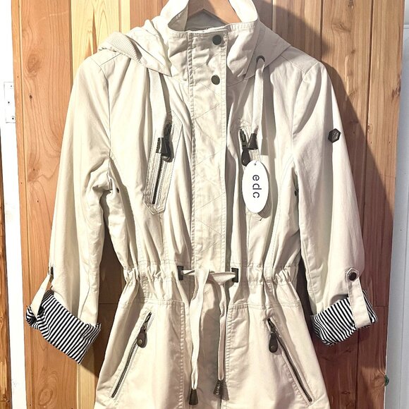 Esprit spring coat coton 2 length sleeves hood zipper pocket ajustable cotton - Picture 6 of 15